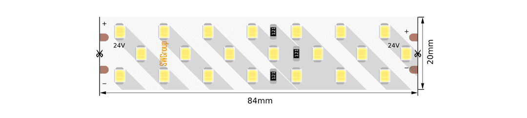 Лента светодиодная ПРО SMD2835 252LED/м 24Вт/м 24В IP20 Цвет:Нейтральный белый (1метр) SWG